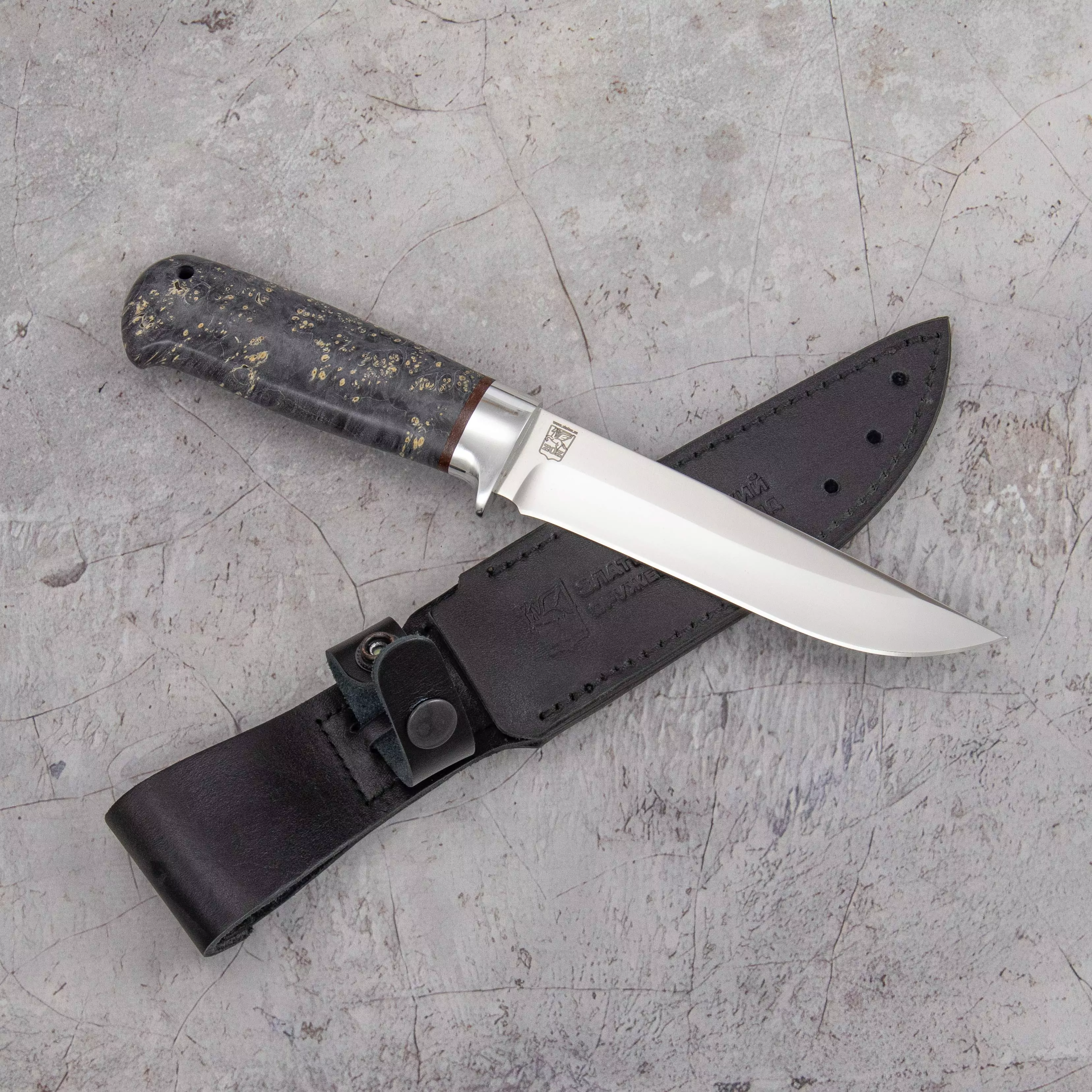 Нож Лиса (сталь AUS10,Ручка кап клена стаб. Черныйгарда ал.) 0З-00007984 (4)