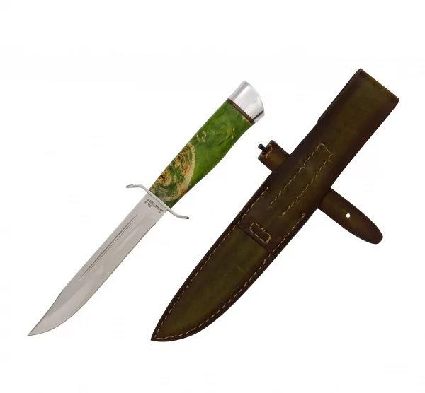 Нож Разведчика (сталь 95x18, Ручка кап клена стаб. Зеленыйал.) 0З-00007299 (3)