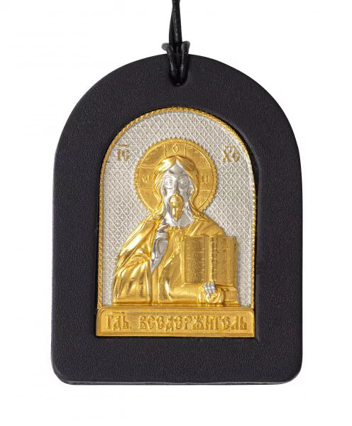 Автооберег Иисус Христос подвесной  (кожа, покрытие золотом) 0З-00009231 (2)
